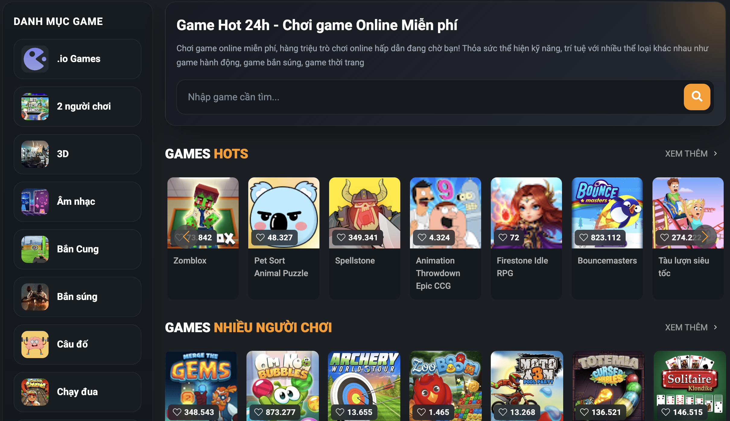 Chơi game online miễn phí hay nhất - Gamehot24h